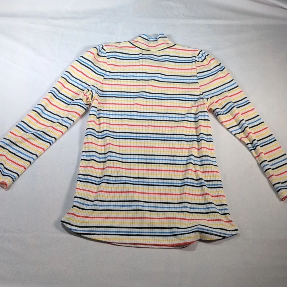 Free People Long Sleeve Striped Ribbed Shirt with Mock Turtleneck Size Large